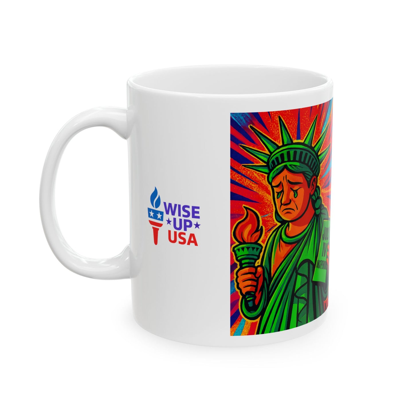 Ceramic Mug, Trump Shamed Statue in 26, Election Decor, Wise Up USA, Activist Gift, Midterms 26, Political Coffee Cup, Protester Present