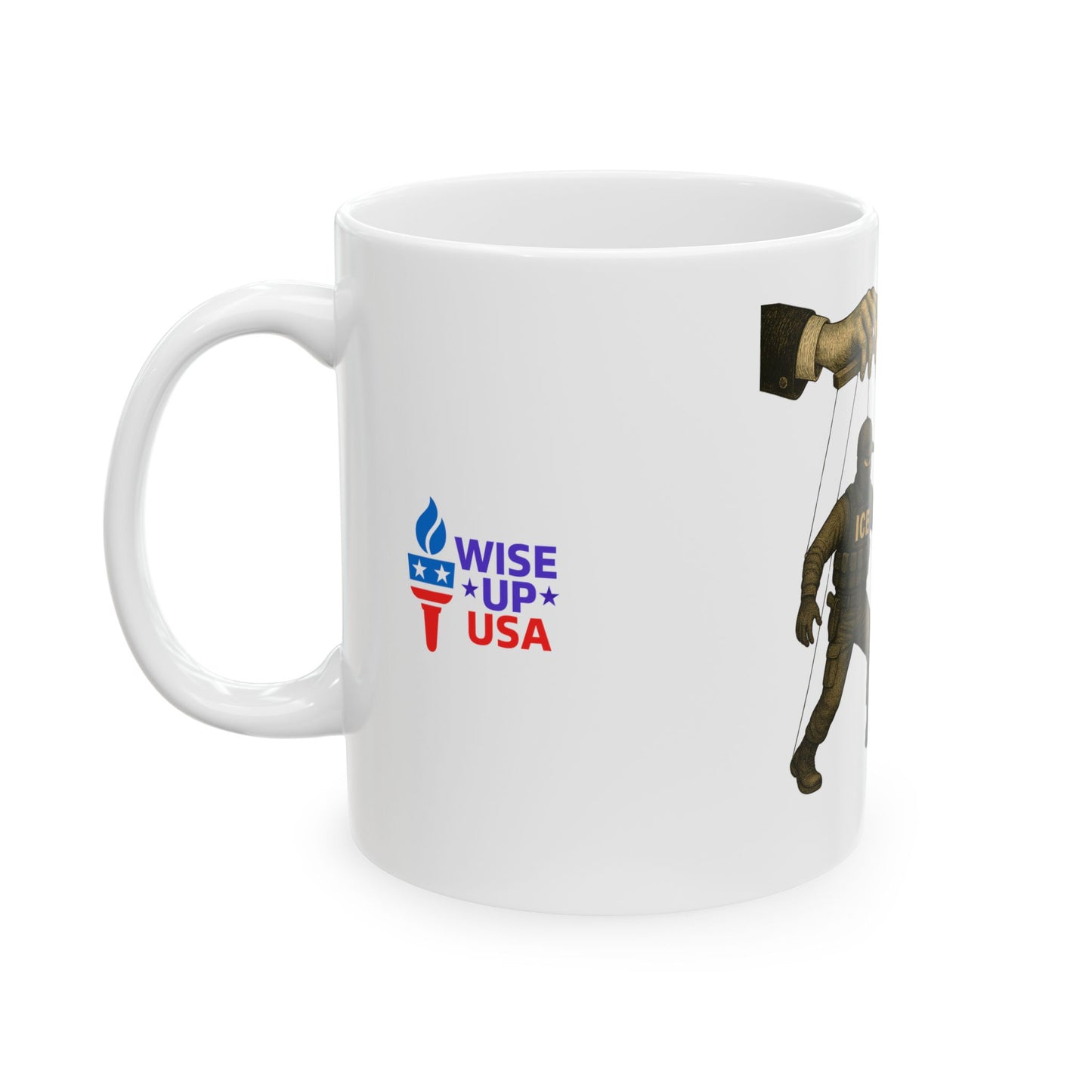 Ceramic Mug Cut the Strings in 26 Election Decor, Wise Up USA Activist Gift, Midterms 26, Political Coffee Cup, Protester Present