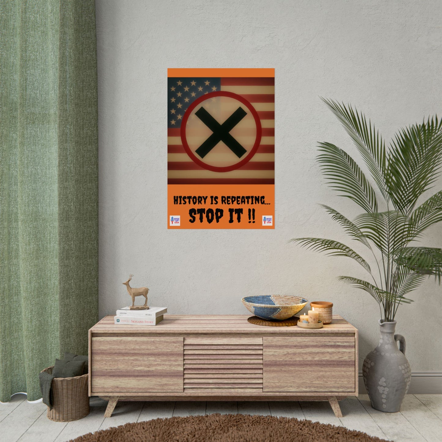 Protest Art Poster, History Repeating, Activism Wall Art, Political Activist, Vote Congress OUT, Midterms. Stop Trump and MAGA USA Flag