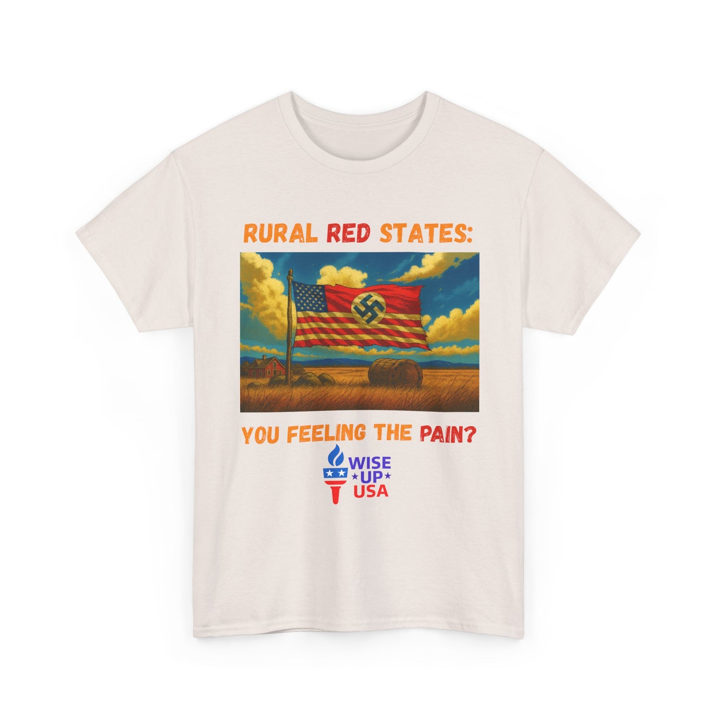 Unisex Heavy Cotton Tee with Red State Pain Design, Election Day Apparel, Tariffs bankrupt Farms, Activists, Midterm 26, Revolution