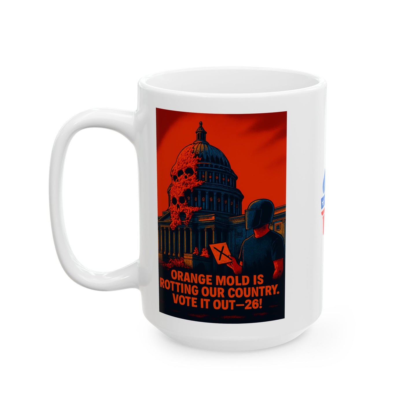 Ceramic Mug, Orange Mold Capitol 26, Election Decor, Wise Up USA, Activist, Midterms 26, Political Coffee Cup, Tariffs Protester, Congress