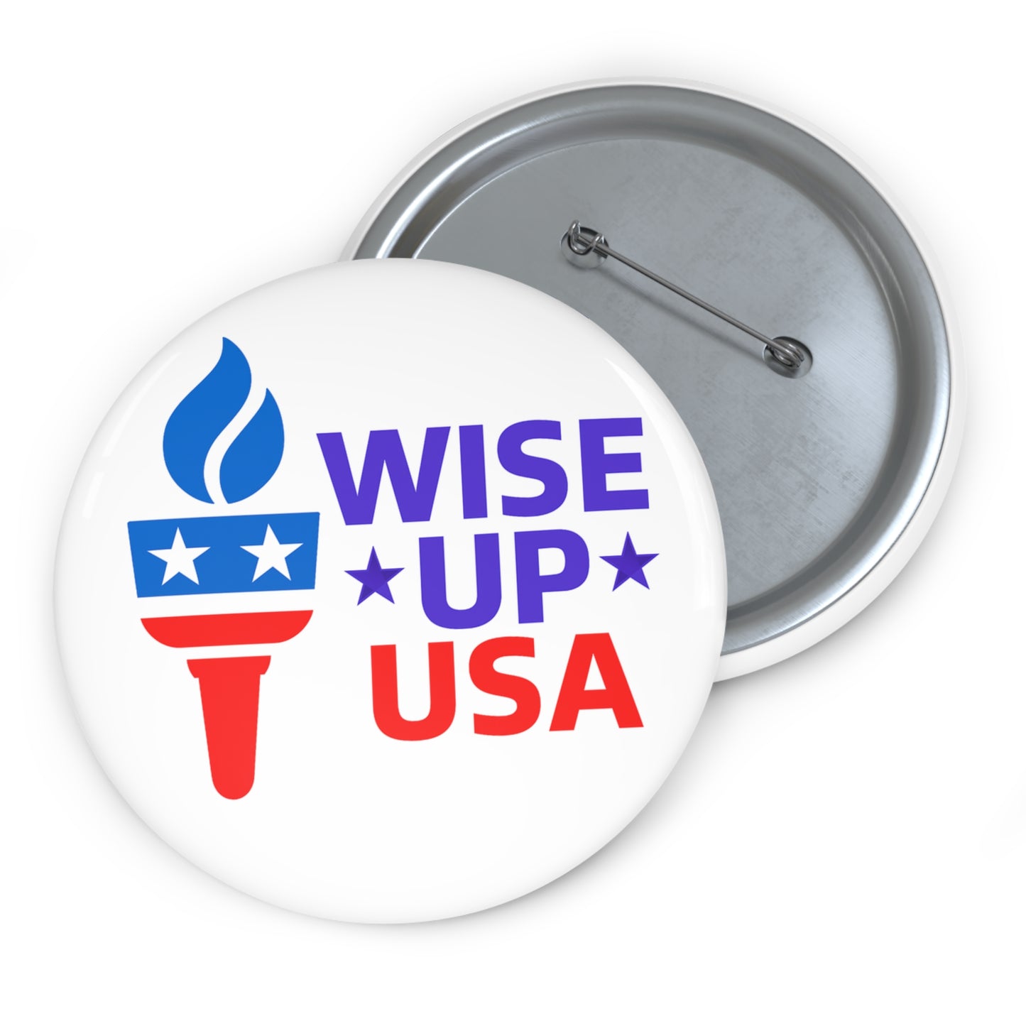 Custom Pin Buttons with Wise Up USA Design | Election Campaign, Political Merchandise, Anniversary Gifts, Activism Accessories, Party Favors
