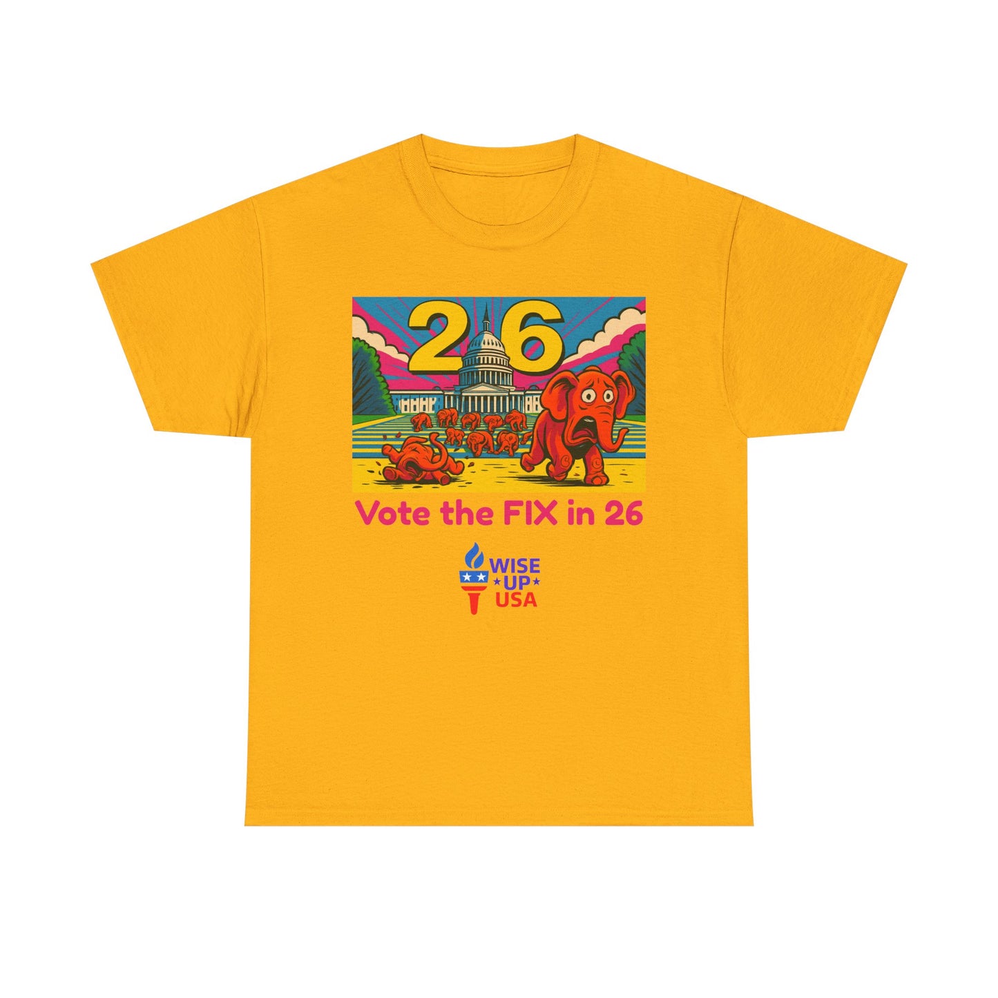 Unisex Heavy Cotton Tee with Patriotic 'Vote the FIX in '26!", Design, Election Day Apparel, USA Pride Tee, Gift for Activists, Midterm 26