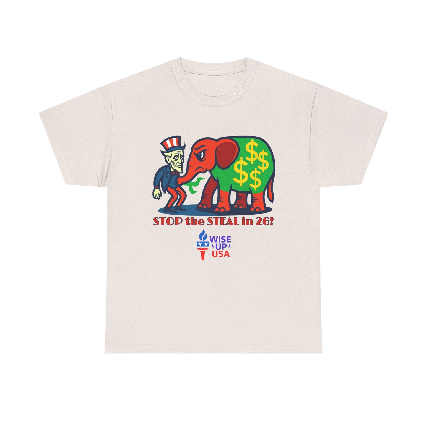 Unisex Heavy Cotton Tee with Patriotic 'Stop the Steal in '26!", Design, Election Day Apparel, Revolution, Gift for Activists, Midterm 26