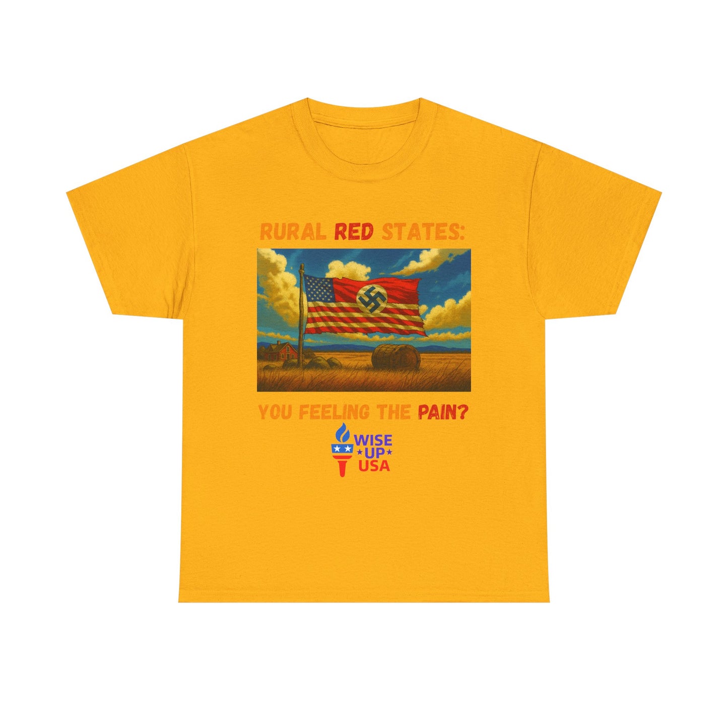 Unisex Heavy Cotton Tee with Red State Pain Design, Election Day Apparel, Tariffs bankrupt Farms, Activists, Midterm 26, Revolution