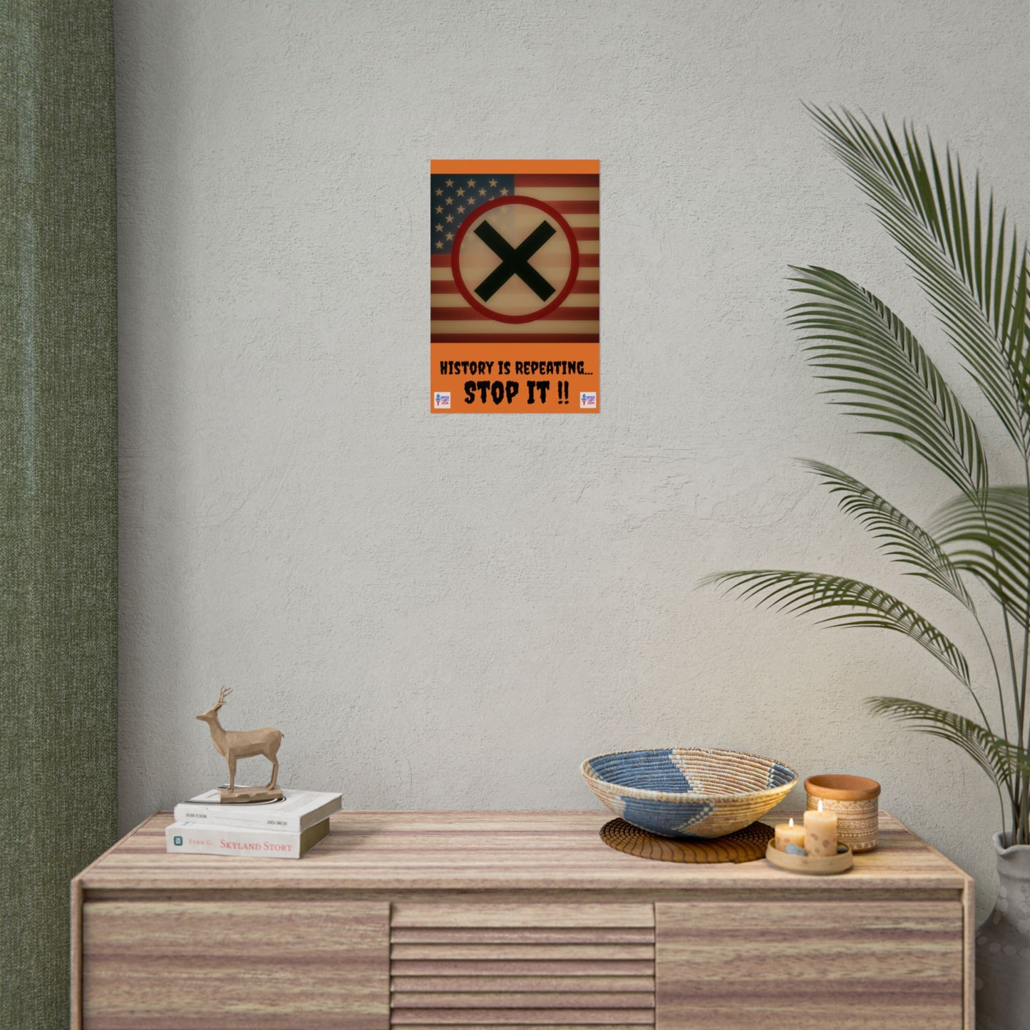 Protest Art Poster, History Repeating, Activism Wall Art, Political Activist, Vote Congress OUT, Midterms. Stop Trump and MAGA USA Flag