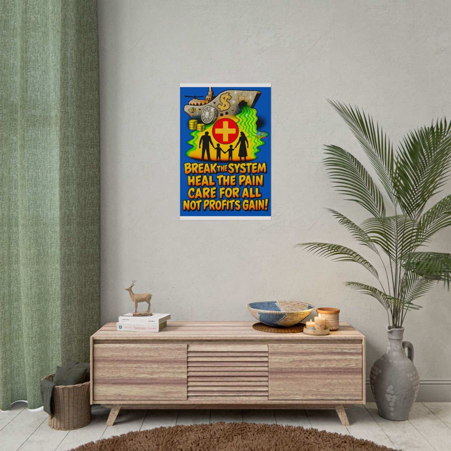 Colorful Protest Art Poster, Care for ALL in 26, Activism Wall Art, Political Prints, Universal Health Care, Midterm Elections, oust elite