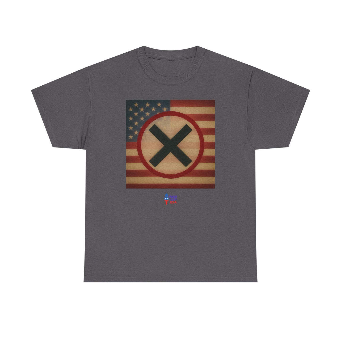 Unisex Heavy Cotton Tee with Stop USA Flag Morph Plain'26, Election Day Apparel, Stop Trump, Gift for Activists, Midterm 26, Stop Maga