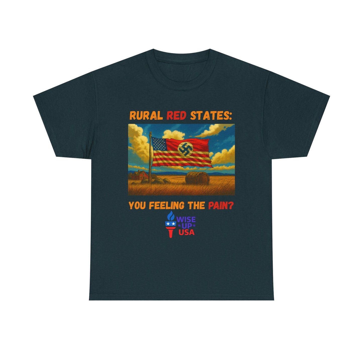 Unisex Heavy Cotton Tee with Red State Pain Design, Election Day Apparel, Tariffs bankrupt Farms, Activists, Midterm 26, Revolution