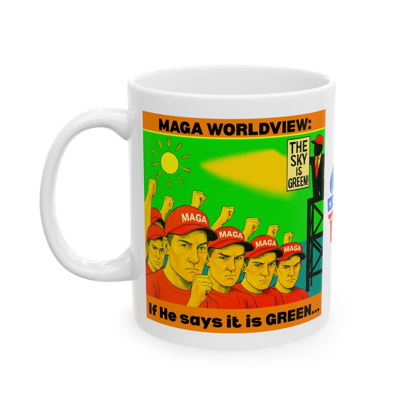 Ceramic Mug, Sky is Green , Election Decor, Wise Up USA, Activist Gift, Midterms 26, Political Coffee Cup, Protester Present, Anti MAGA