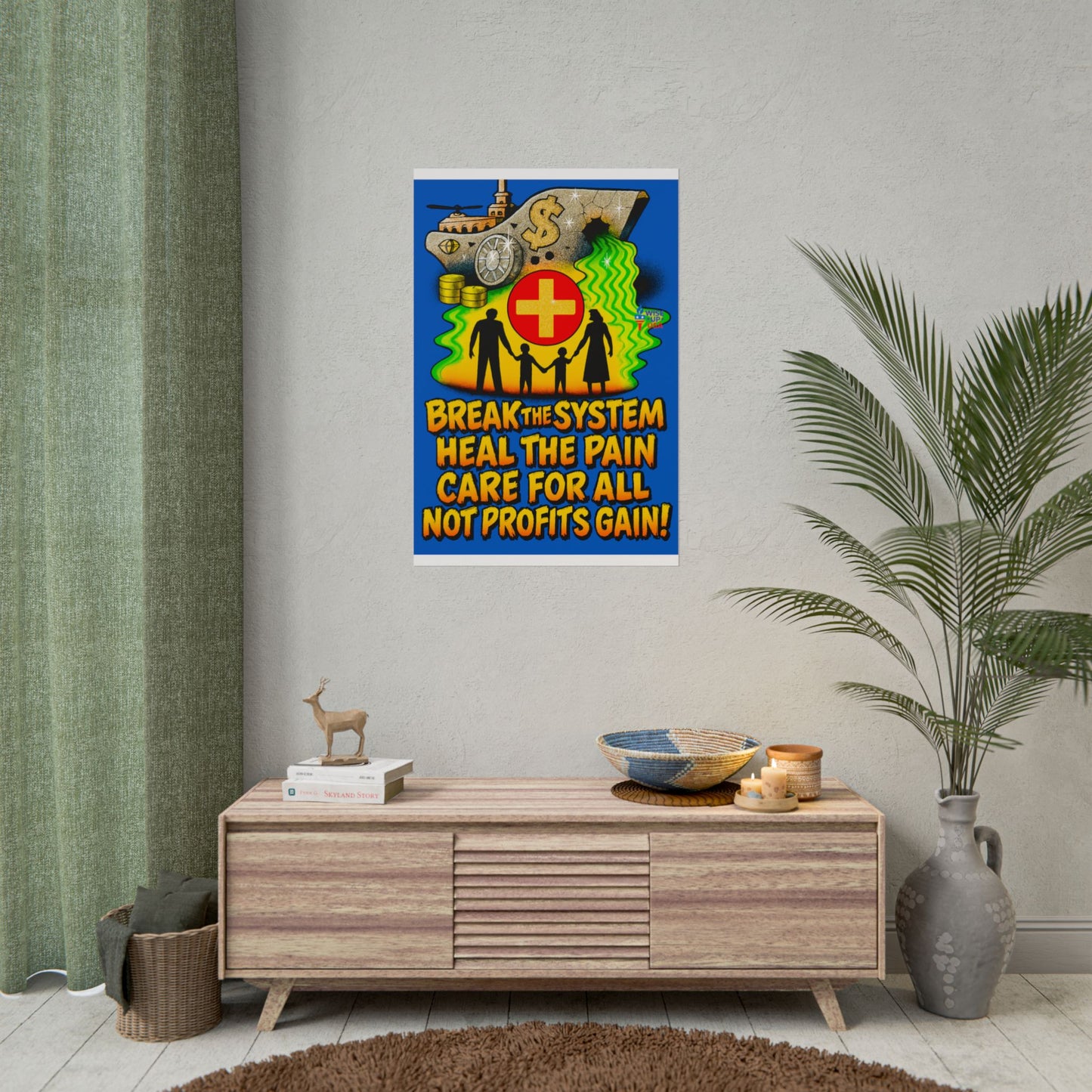 Colorful Protest Art Poster, Care for ALL in 26, Activism Wall Art, Political Prints, Universal Health Care, Midterm Elections, oust elite