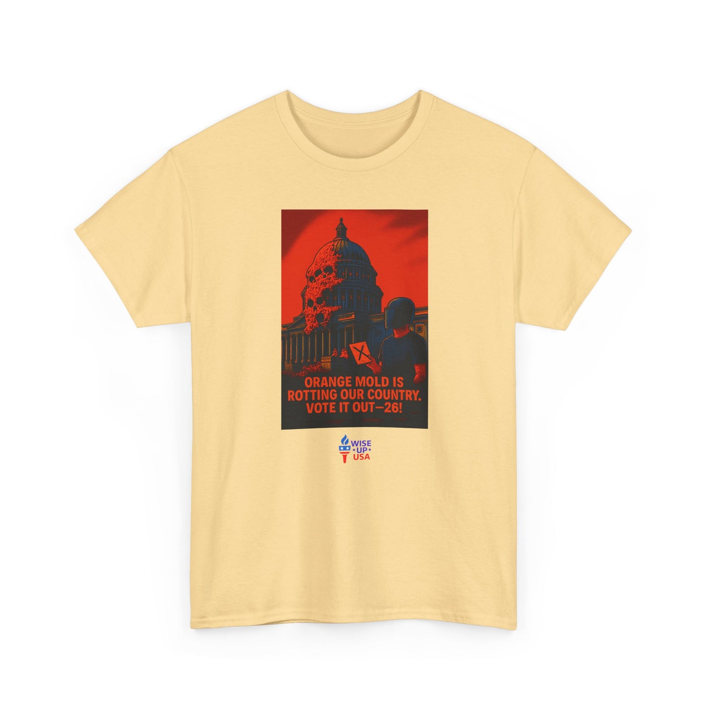 Unisex Heavy Cotton Tee with Orange Mold Capitol '26, Design, Election Day Apparel, Revolution, Gift for Activists, Midterm 26, Eradicate