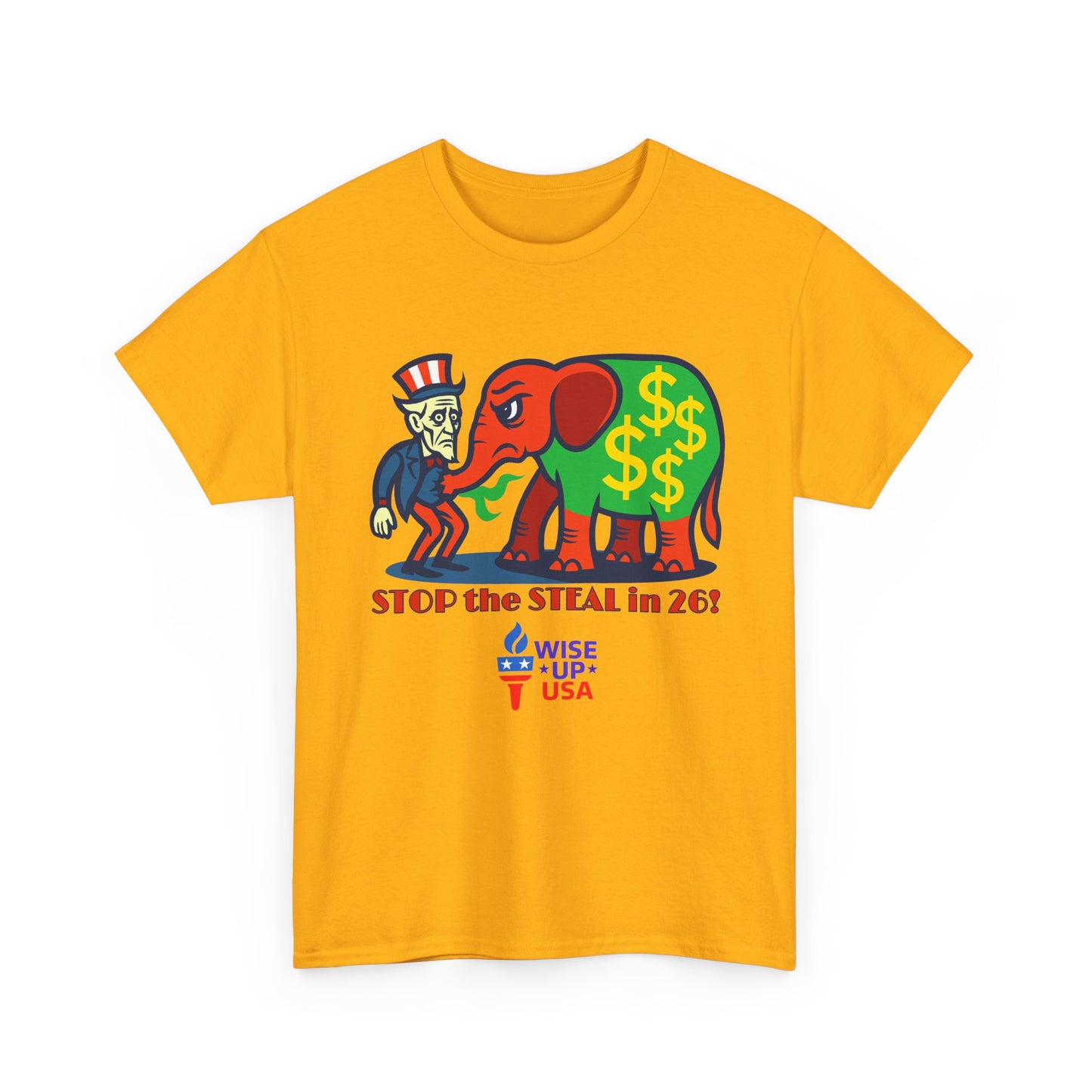 Unisex Heavy Cotton Tee with Patriotic 'Stop the Steal in '26!", Design, Election Day Apparel, Revolution, Gift for Activists, Midterm 26