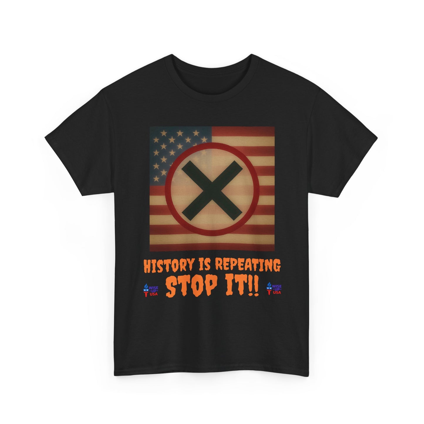 Unisex Heavy Cotton Tee with Stop USA Flag Morph words '26, Election Day Apparel, Stop Trump, Gift for Activists, Midterm 26, Stop Maga