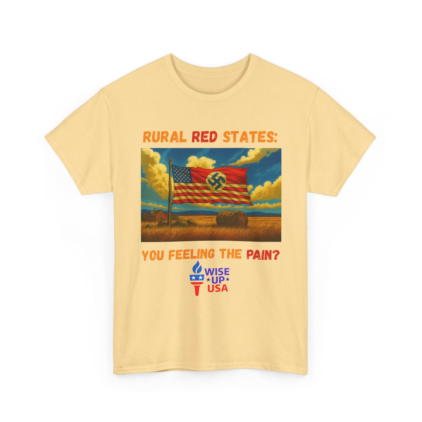 Unisex Heavy Cotton Tee with Red State Pain Design, Election Day Apparel, Tariffs bankrupt Farms, Activists, Midterm 26, Revolution