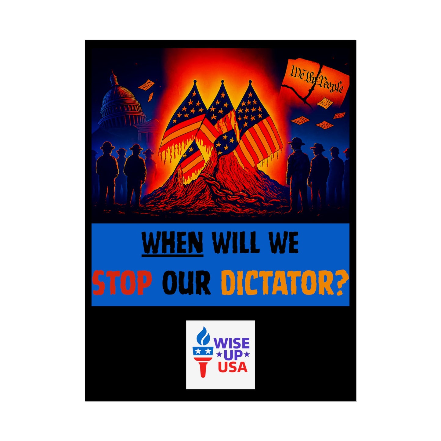 Colorful Protest Art Poster, Stop Dictator, Activism Wall Art, Political Activist Prints, Vote Congress OUT, Midterms. Stop Trump and MAGA