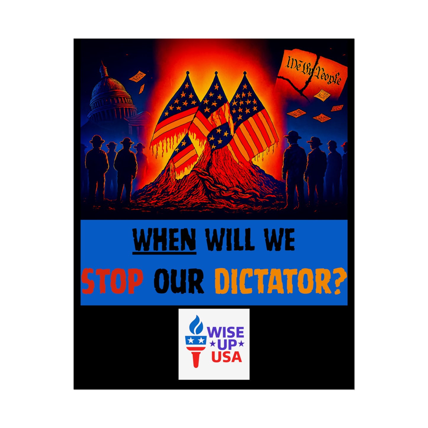 Colorful Protest Art Poster, Stop Dictator, Activism Wall Art, Political Activist Prints, Vote Congress OUT, Midterms. Stop Trump and MAGA
