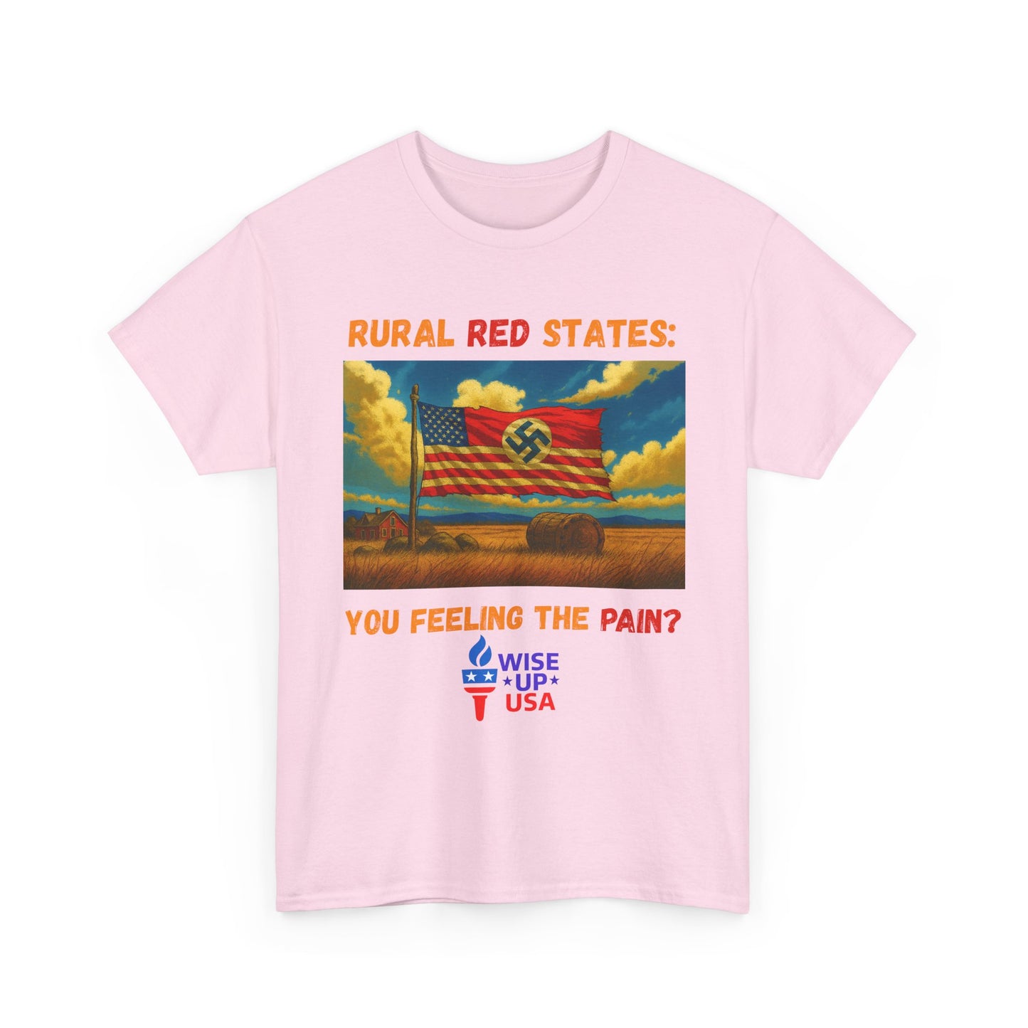 Unisex Heavy Cotton Tee with Red State Pain Design, Election Day Apparel, Tariffs bankrupt Farms, Activists, Midterm 26, Revolution