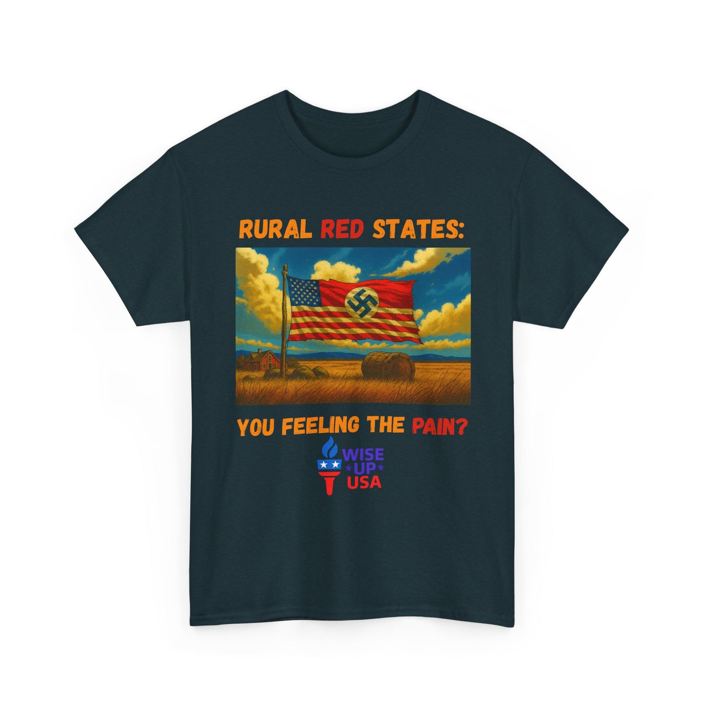 Unisex Heavy Cotton Tee with Red State Pain Design, Election Day Apparel, Tariffs bankrupt Farms, Activists, Midterm 26, Revolution