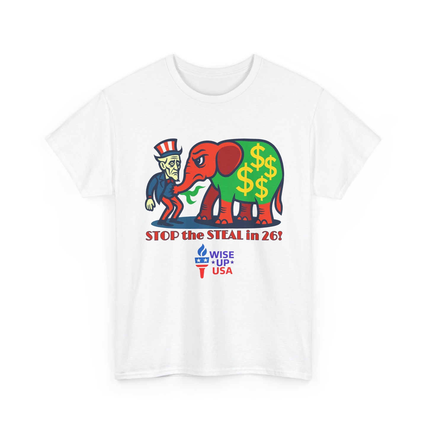 Unisex Heavy Cotton Tee with Patriotic 'Stop the Steal in '26!", Design, Election Day Apparel, Revolution, Gift for Activists, Midterm 26