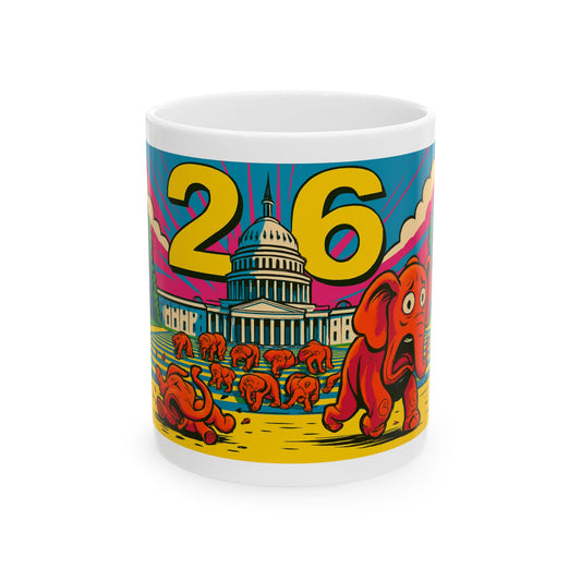 Ceramic Mug Vote the FIX in 26 Election Decor, Wise Up USA Activist Gift, Midterms 26, Political Coffee Cup, Protester Present