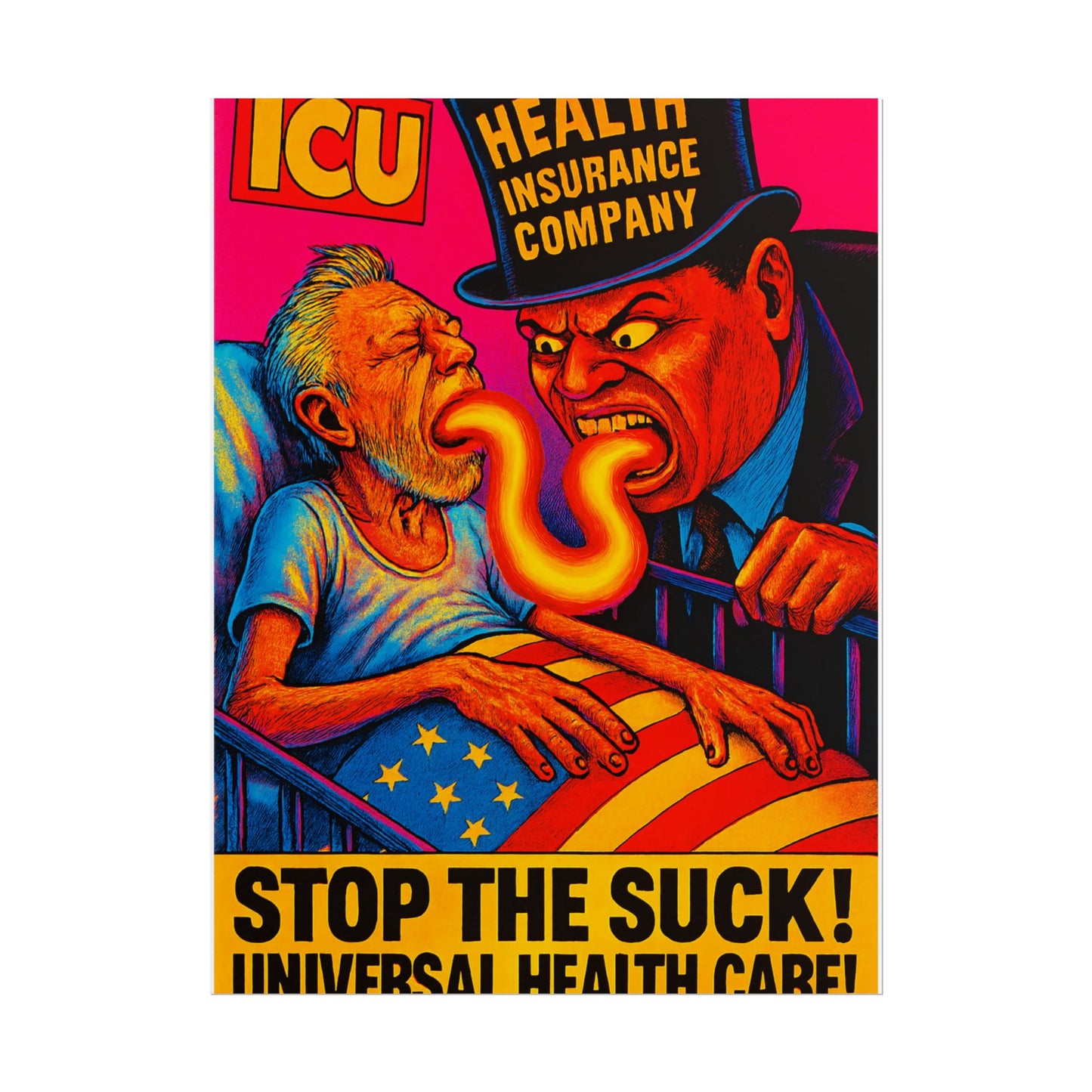 Colorful Protest Art Poster, Stop the Suck in 26, Activism Wall Art, Political Prints, Universal Health Care, Midterm Elections, oust elite