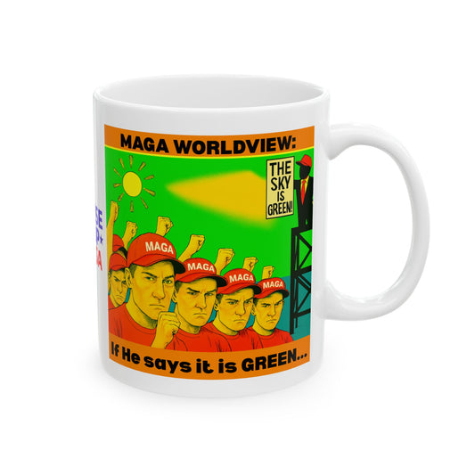 Ceramic Mug, Sky is Green , Election Decor, Wise Up USA, Activist Gift, Midterms 26, Political Coffee Cup, Protester Present, Anti MAGA