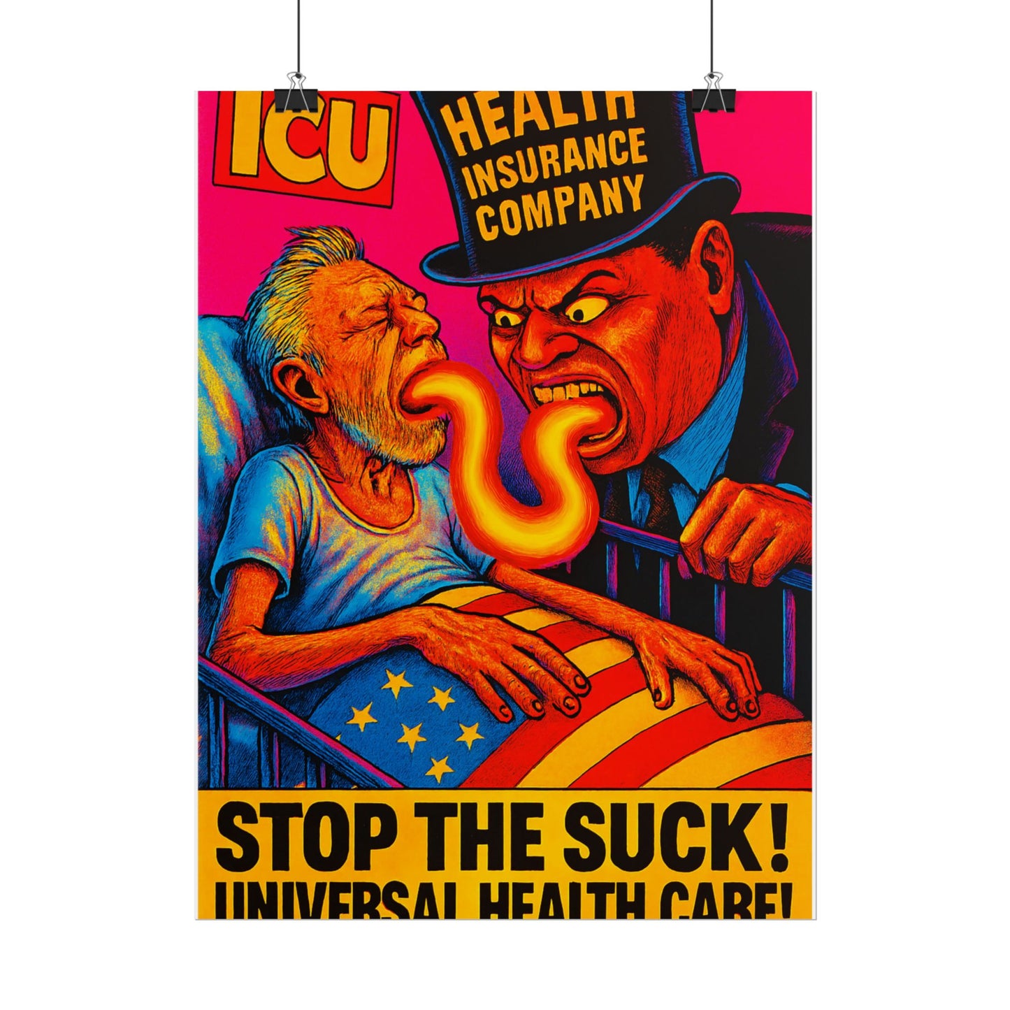 Colorful Protest Art Poster, Stop the Suck in 26, Activism Wall Art, Political Prints, Universal Health Care, Midterm Elections, oust elite