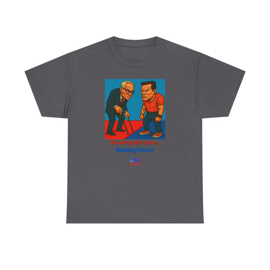 Unisex Heavy Cotton Tee with Patriotic Drawing Lines for '26, Design, Election Day Apparel, Revolution, Gift for Activists, Midterm 26