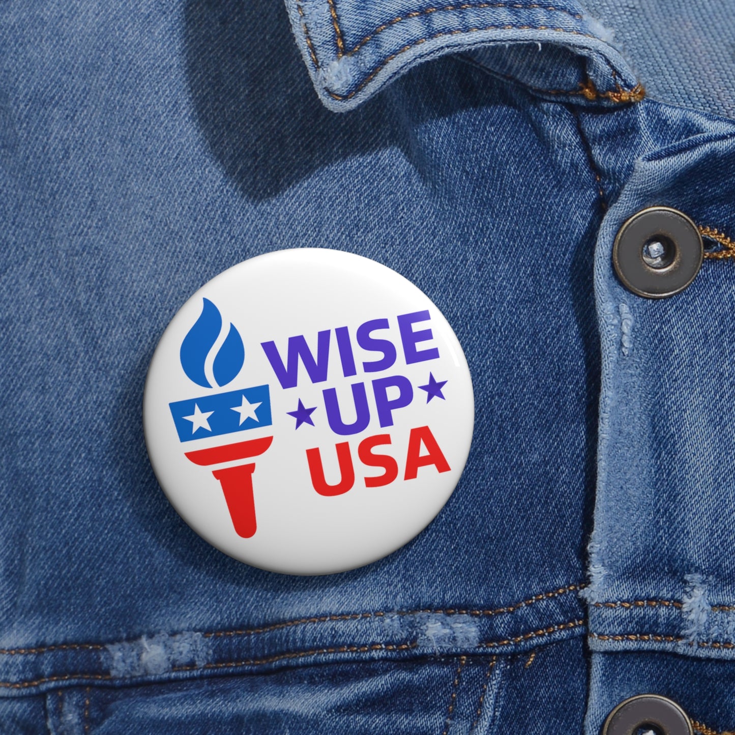 Custom Pin Buttons with Wise Up USA Design | Election Campaign, Political Merchandise, Anniversary Gifts, Activism Accessories, Party Favors