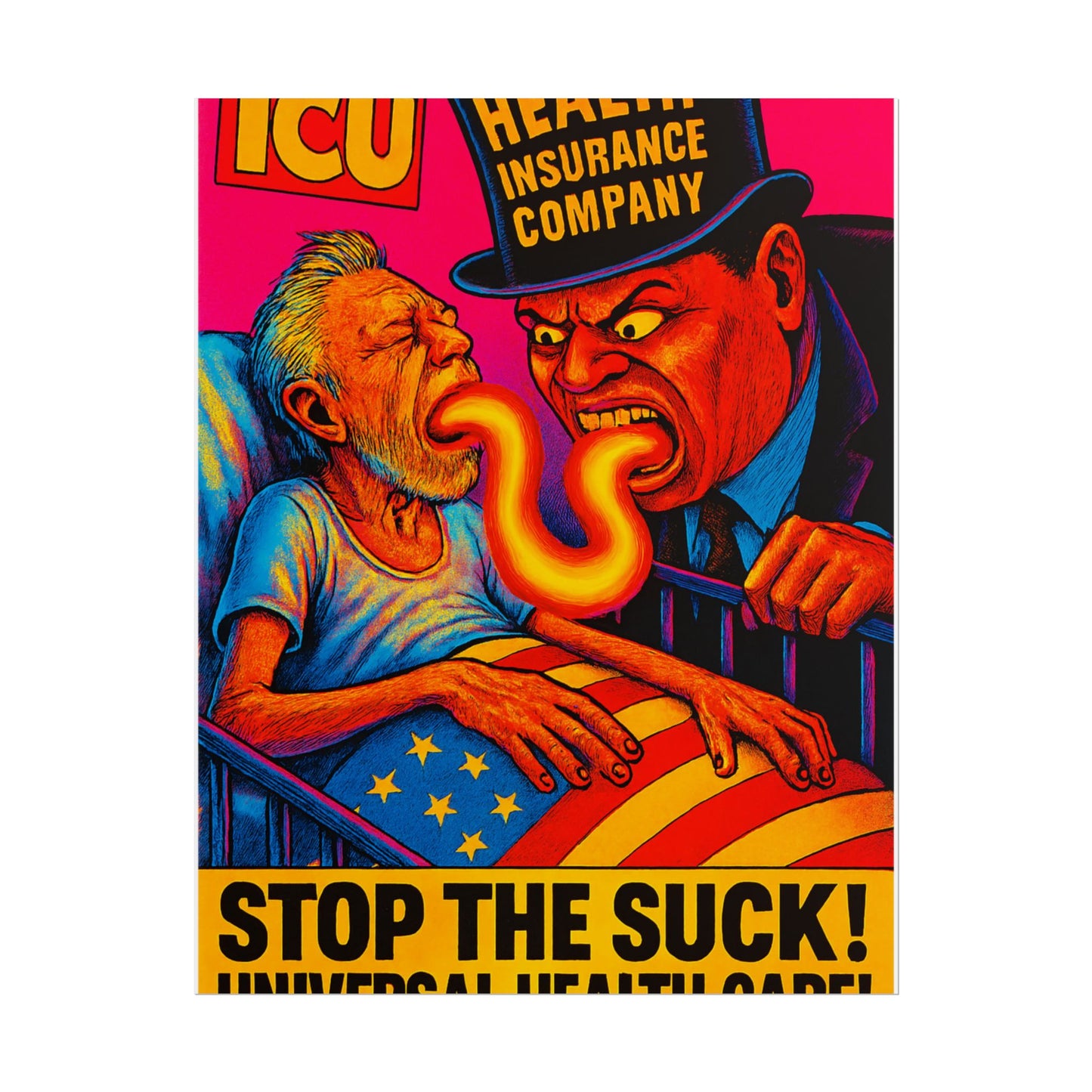 Colorful Protest Art Poster, Stop the Suck in 26, Activism Wall Art, Political Prints, Universal Health Care, Midterm Elections, oust elite