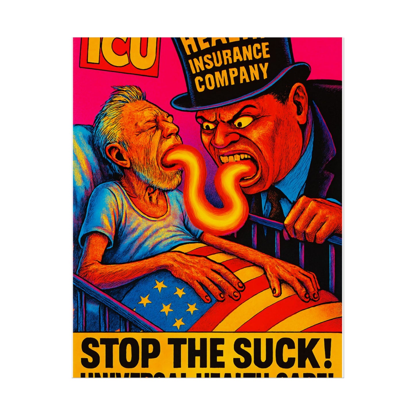 Colorful Protest Art Poster, Stop the Suck in 26, Activism Wall Art, Political Prints, Universal Health Care, Midterm Elections, oust elite