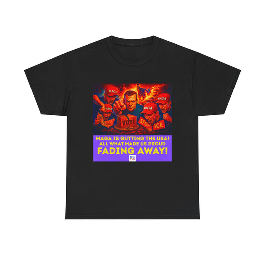 STOP MAGA '26 Fading Away Unisex Heavy Cotton Tee - Election Day Apparel, Stop Trump - Midterm 26 - Rid of Republicans, Stop ICE,