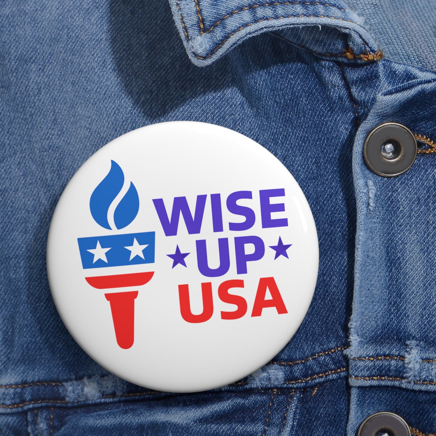 Custom Pin Buttons with Wise Up USA Design | Election Campaign, Political Merchandise, Anniversary Gifts, Activism Accessories, Party Favors