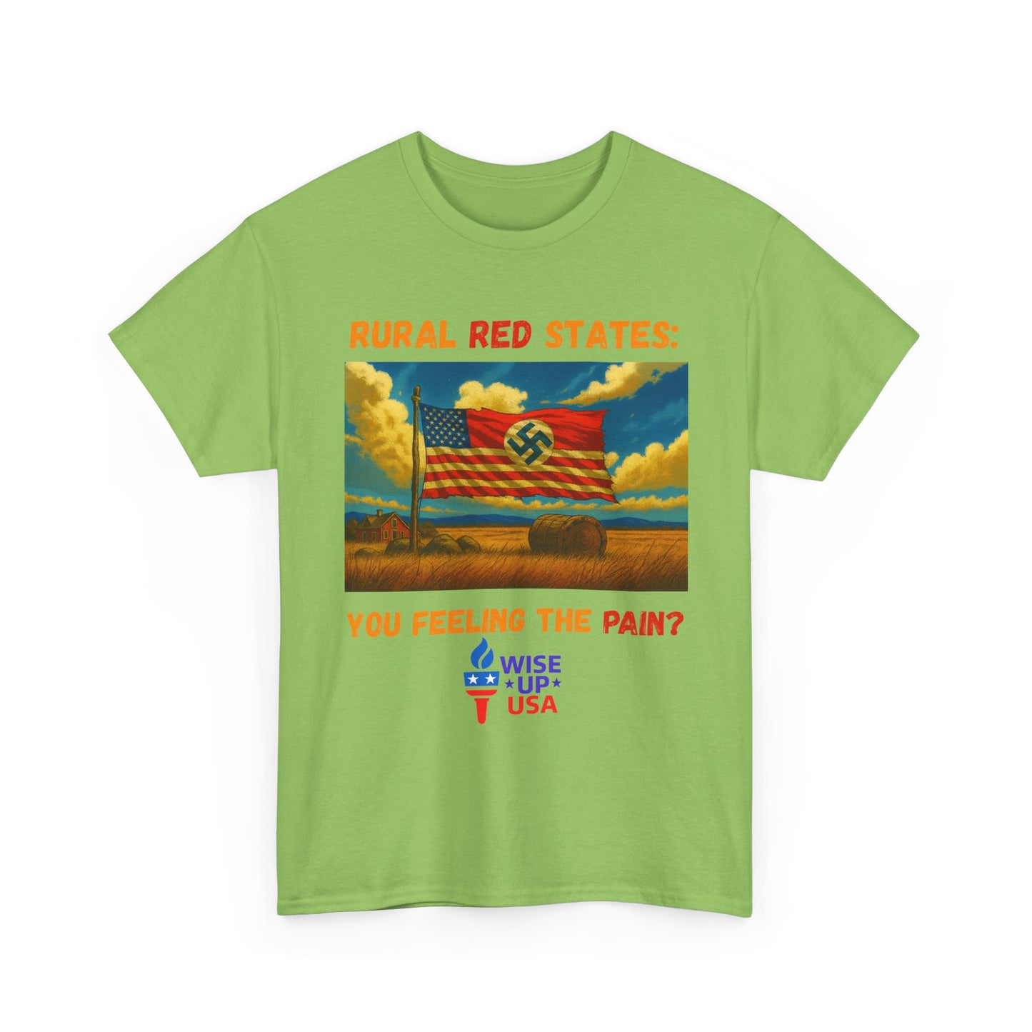 Unisex Heavy Cotton Tee with Red State Pain Design, Election Day Apparel, Tariffs bankrupt Farms, Activists, Midterm 26, Revolution