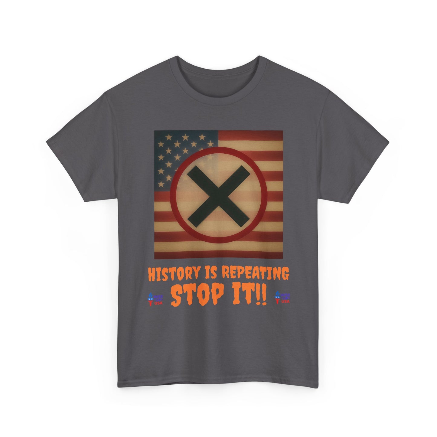 Unisex Heavy Cotton Tee with Stop USA Flag Morph words '26, Election Day Apparel, Stop Trump, Gift for Activists, Midterm 26, Stop Maga