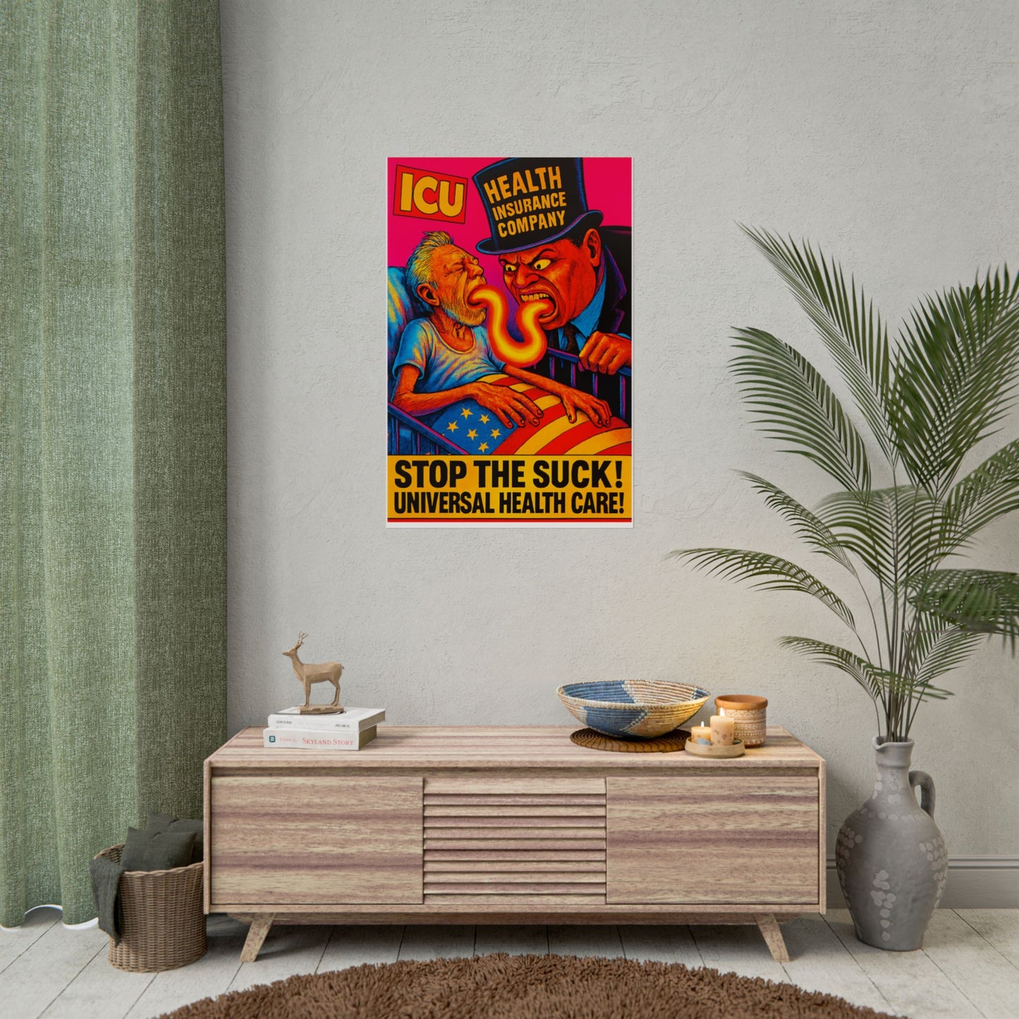Colorful Protest Art Poster, Stop the Suck in 26, Activism Wall Art, Political Prints, Universal Health Care, Midterm Elections, oust elite