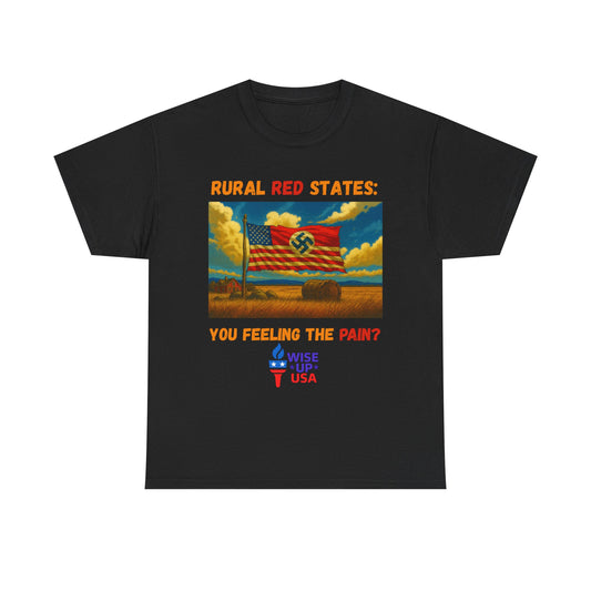 Unisex Heavy Cotton Tee with Red State Pain Design, Election Day Apparel, Tariffs bankrupt Farms, Activists, Midterm 26, Revolution