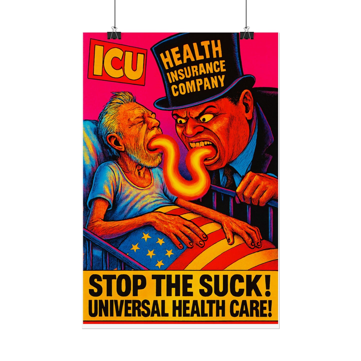 Colorful Protest Art Poster, Stop the Suck in 26, Activism Wall Art, Political Prints, Universal Health Care, Midterm Elections, oust elite